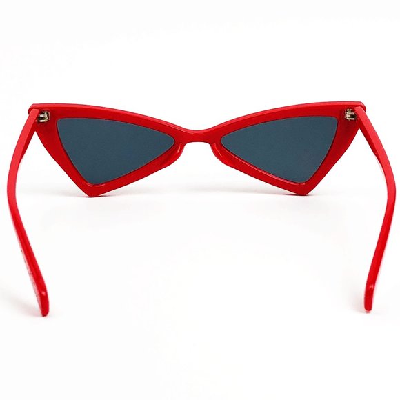 Red Retro Sunglasses Triangle Lens Decade Eighties - Picture 7 of 16